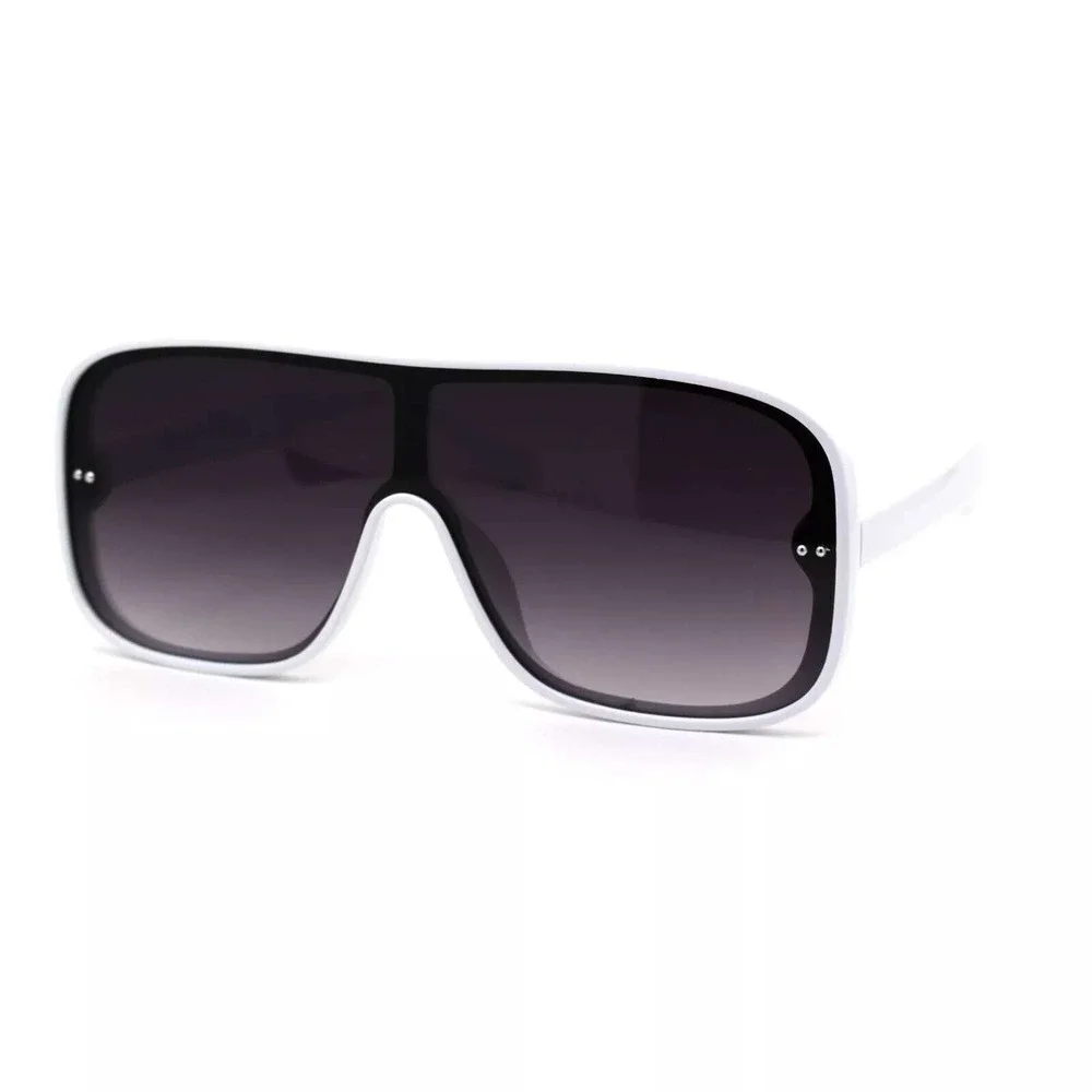 Oversized Shield Sunglasses White Frame Fashion‎ Visor Sun Glasses Women Men New